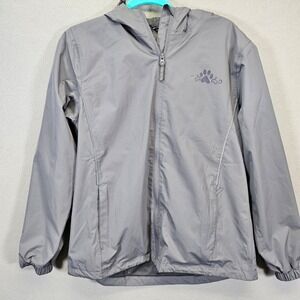 TheAnimalRescueSite Magical Paw Print Raincoat with hood Gray Lightweight Zip Up